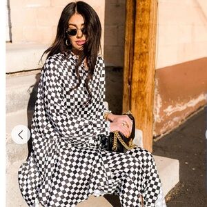 DRESSED IN LALA SATIN PLAYSUIT IN CHECKERBOARD